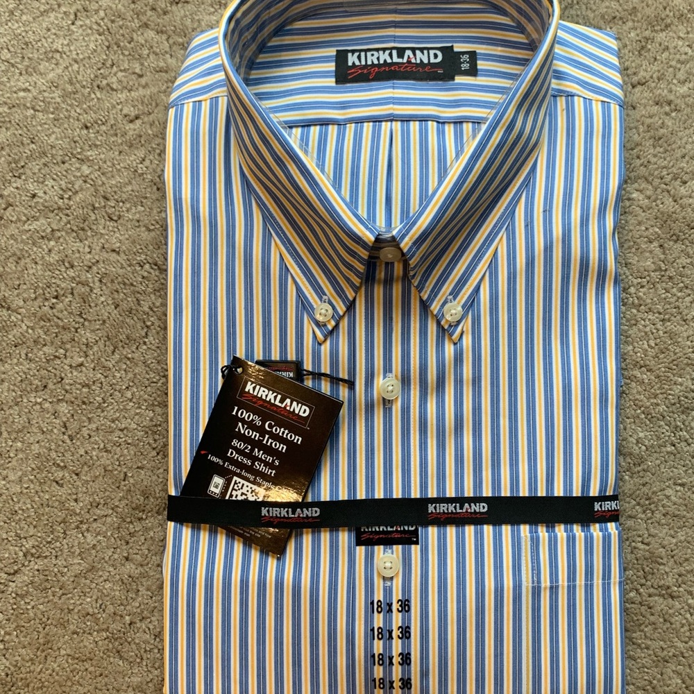 NWT Kirkland Men’s Dress Shirt 18x36